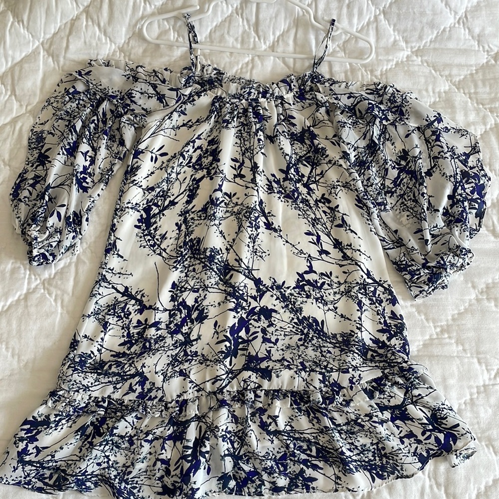Parker blue and white floral mini dress